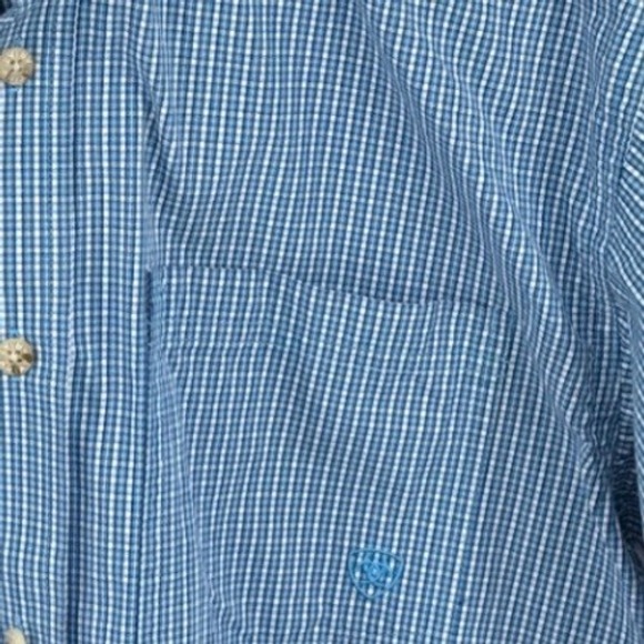 Ariat Pro Series Mens Blue Gingham Long Sleeve Button Down Shirt Small 10013022 - Picture 3 of 12